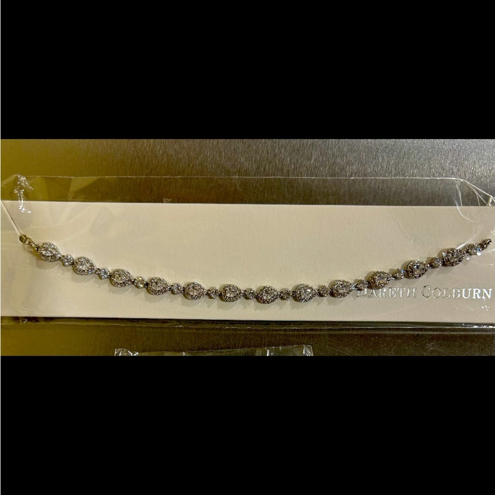 Dareth Colburn Petite CZ Silver Pear Shaped Halo Bracelet